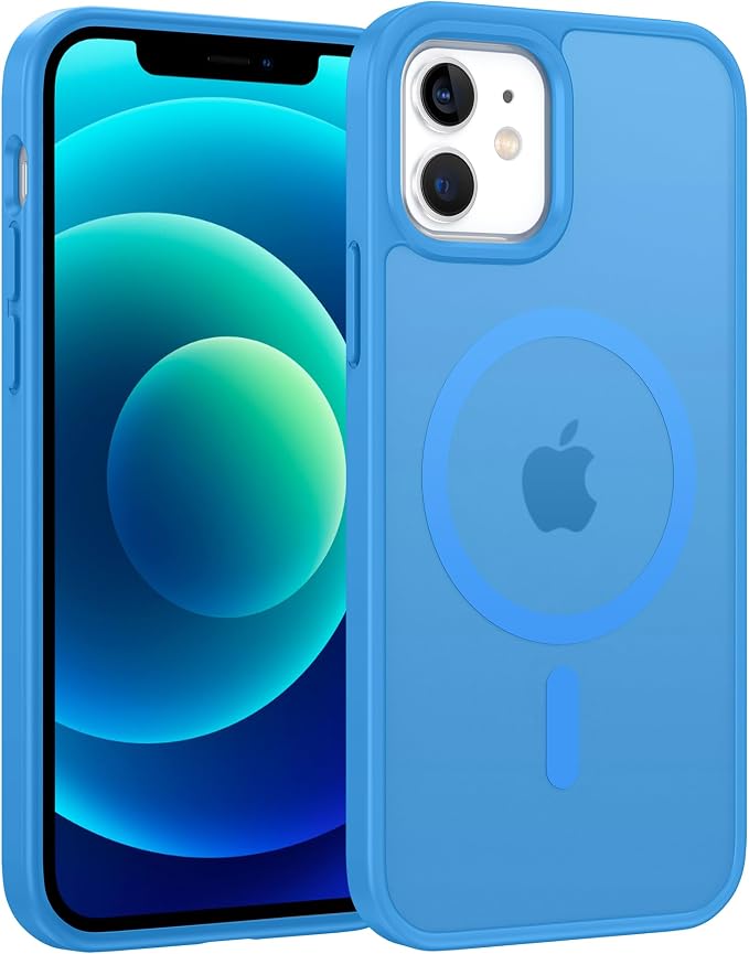 FNTCASE for iPhone 12 Phone Case: for iPhone 12 Pro Magnetic Matte Textured Military Grade Drop Protection Translucent Cell Cover - Slim Durable Shockproof Protective Bumper