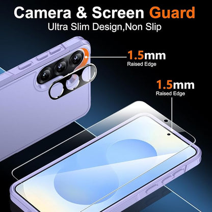 SPIDERCASE Designed for Samsung Galaxy S25 Plus Case, [10 FT Military Grade Drop Protection],2 Pack [Tempered Glass Screen Protector+Camera Lens Protector] Heavy Duty Shockproof Case,Light Purple