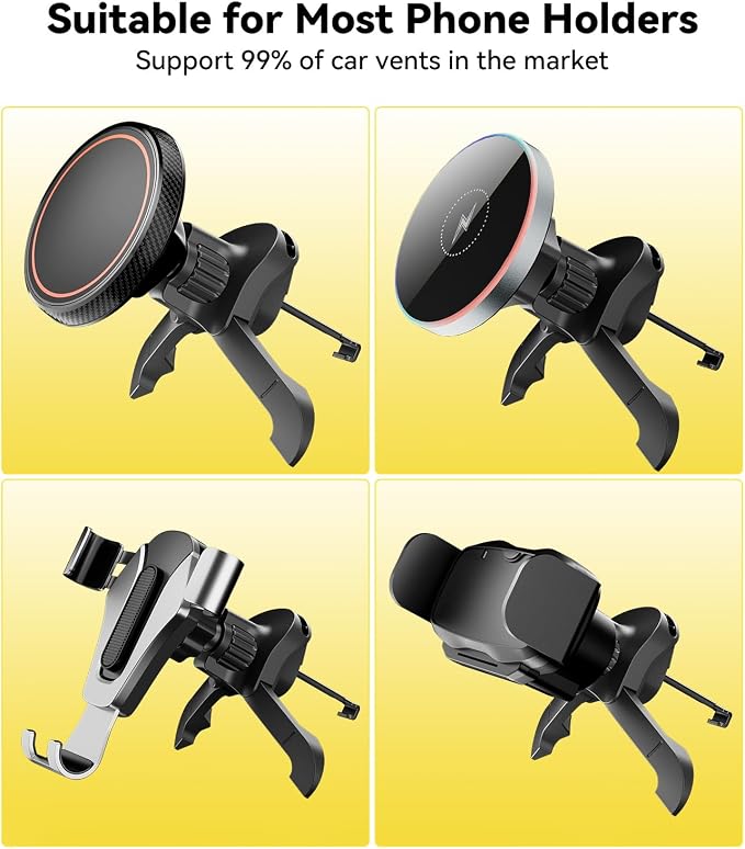 Air Vent Clip for Car Mount with [ Diameter 0.67 in (17 mm)] Joint Ball, Phone Vent Clip for Most Car Phone Holder&Wireless Car Charger, Black