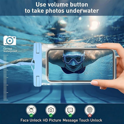1/2 Pack Waterproof Phone Pouch Compatible with iPhone 17 16 15 Pro Max & Galaxy S24+/S23 7in Waterproof Phone Case, IPX8 Beach Travel Must Haves, Beach Essentials, Pink and Blue, 2 Pack