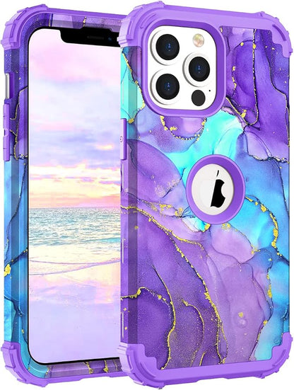 Hocase for iPhone 14 Pro Max Case, Heavy Duty Shockproof Protection Soft Silicone Rubber+Hard Plastic Bumpers Hybrid Protective Case for iPhone 14 Pro Max 2022 - When Purple Meets Blue