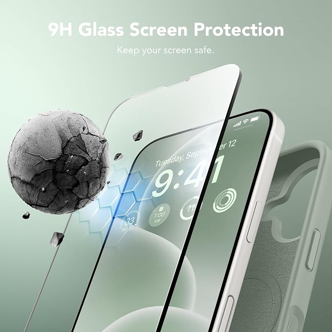 GONEZ Magnetic for iPhone 17 Case, Compatible with MagSafe, [Screen Protector + Camera Lens Protector], Liquid Silicone Anti-Scratch Shockproof Protective Phone Case 6.3 inch, Light Green