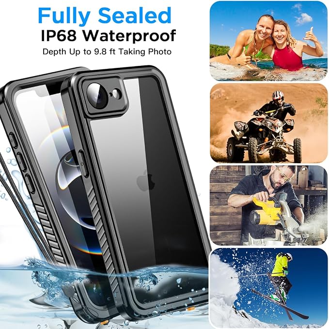 AICase for iPhone 16e Case/iPhone 17e Case Waterproof, Clear Water Proof Shockproof Dustproof Snowproof Full Body Rugged Transparent Underwater Phone Case for iPhone 16e/17e Built-in Screen Protector