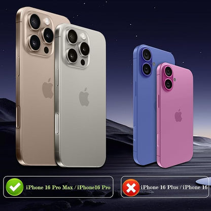 Camera Lens Protector for iPhone 16 Pro/iPhone 16 Pro Max Camera Lens Protector [Strong Adsorption] [Not Easy to Break] Metal Tempered Glass Rear Camera Screen Cover - Titanium Brown