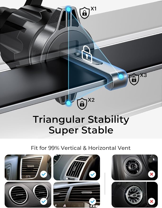 LISEN for MagSafe Car Mount [2026 Strong Magnets] Magnetic Phone Holder for Your Car [Vent&Dash] Magnet Cell Phone Holder Mount Cradle Car Accessories Kits for Men Women Red