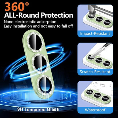 for Samsung Galaxy S26 Plus Camera Lens Protector, Electroplated Matte Back with 9H Tempered Glass Lens Protector, [Strong Adsorption] [Case-Friendly] Metal Ring HD Lens Cover, Green Diamond