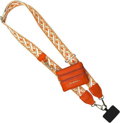 Save the Girls Original Clip and Go Phone Strap Pattern - Crossbody Phone Strap Chain with Zipper Wallet Pouch