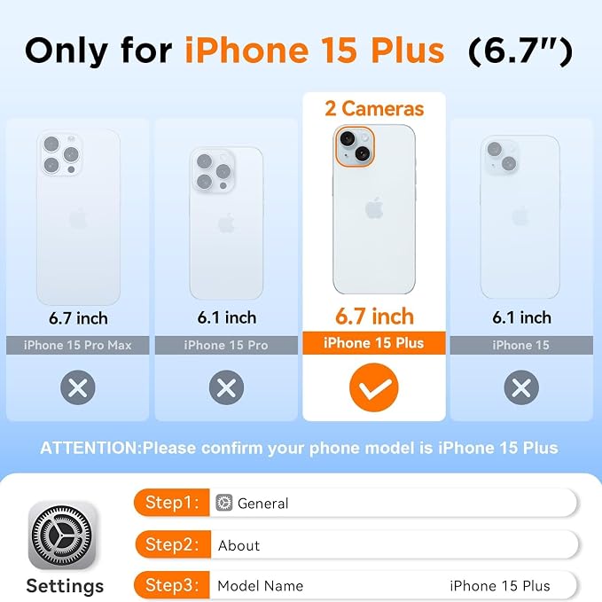 WIFORT for iPhone 15 Plus Waterproof Case, [IP68 Underwater Dustproof][Built-in Screen][15FT Military Shockproof], 360 Full Body Sealed Protection Cover Magnetic Frosted Phone Case, 6.7" Black