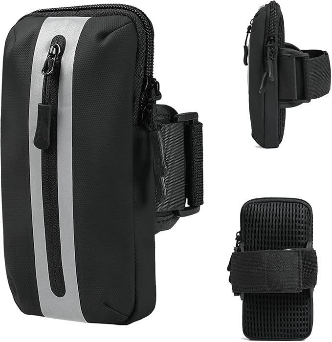 Prime Comfort Running Phone Holder Armband, iPhone Arm Bands for Exercise, Running Arm Bands for Cell Phone, Phone Purse Cell Phone Holder for Walking (Black)