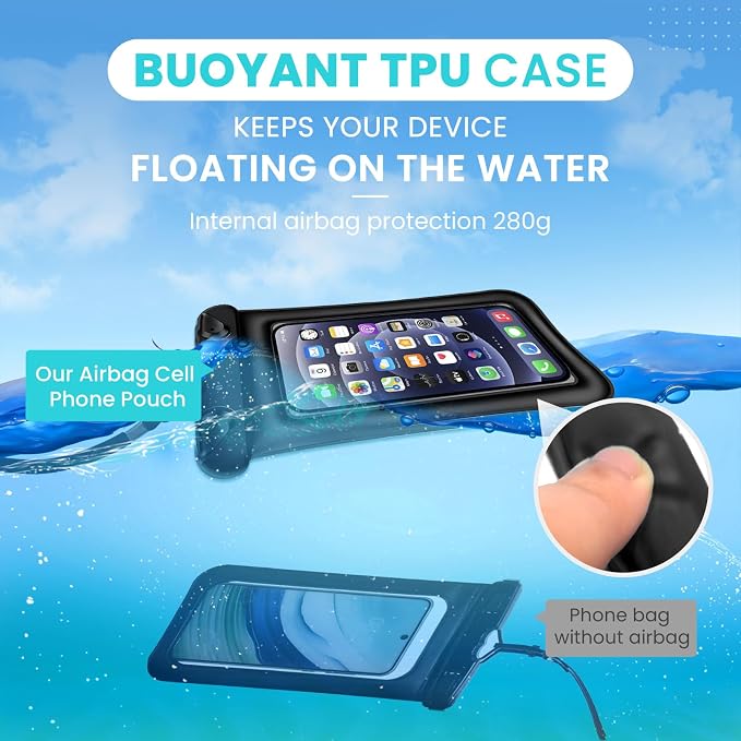2 Pack Waterproof Floating Phone Pouch IPX8 Floatable Waterproof Phone Case with Lanyard Strap Universal Dry Bags Underwater Case Wallet for iPhone 15,14,13,12Pro Max Samsung,Up to 7.2" for Swimming