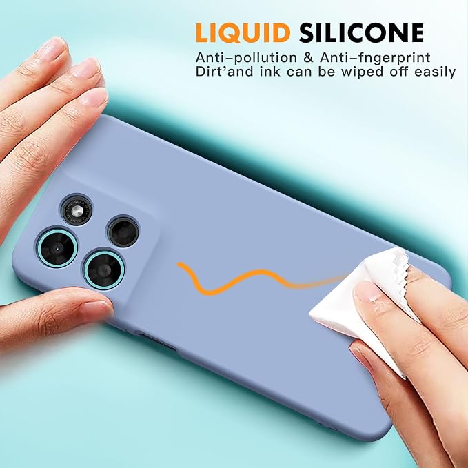 for Motorola Moto G 2026/G Play 2026 Case, 2 Pack Tempered Glass Screen Protectors, Soft TPU Liquid Silicone Shockproof Gel Cover-Lavender
