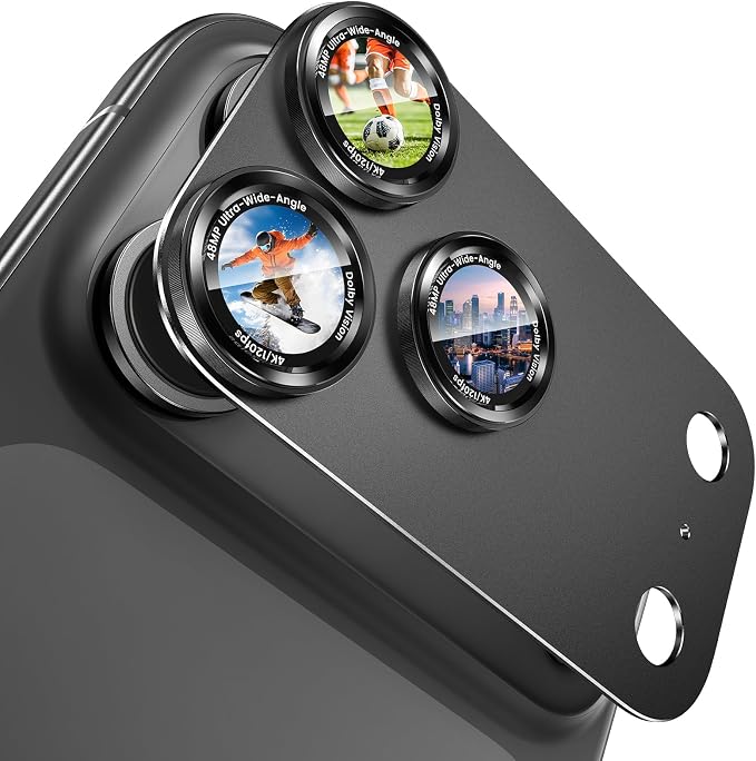 Goton Compatible for iPhone 17 Pro Camera Lens Protector, 1-Pack Aluminum Alloy Metal Cover with HD Tempered Glass, Pro Camera Style, Shatter-Resistant, Scratch-Proof, Case Friendly