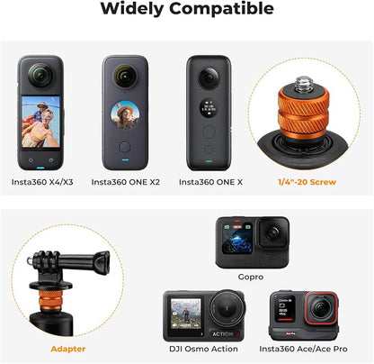 K&F CONCEPT Invisible Selfie Stick, Extension Long Pole（120cm/47.2in） Compatible with Insta360 X5/X4/X3 GoPro Hero 13/12/11 DJI OSMO 360 Pocket 3, 1/4" Extended Monopod with GoPro Adapter.