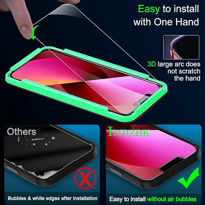 IMBZBK 3 Pack Screen Protector for iPhone 13 Tempered Glass with 3 Camera Lens Protector, Accessories 9H Anti Scratch for Apple 13, 2.5D Curved, Case Friendly, Transparent
