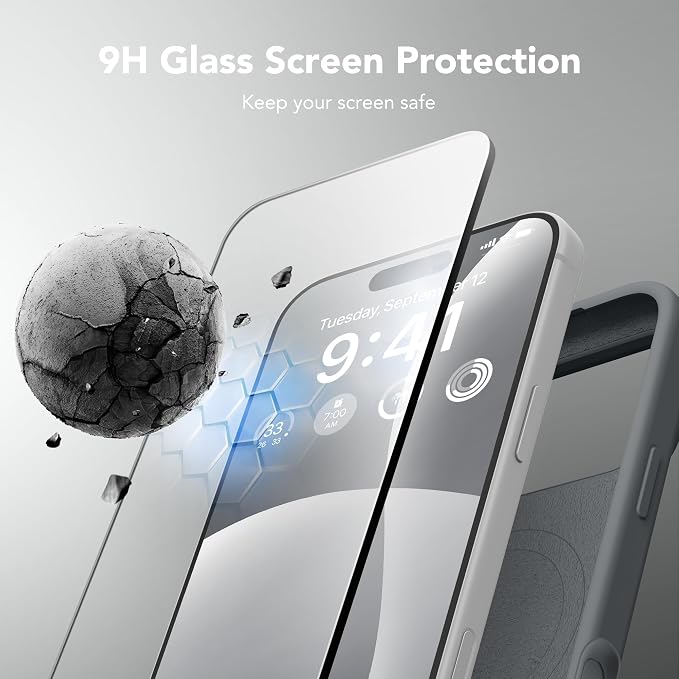 GONEZ Magnetic for iPhone 17 Pro Case, Compatible with MagSafe, [Screen Protector + Camera Lens Protector], Liquid Silicone Anti-Scratch Shockproof Protective Phone Case 6.3 inch, Dark Grey