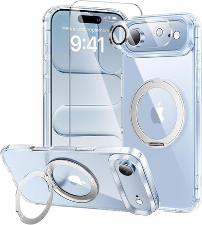 3 in 1 for iPhone Air Case Stand |Build in Kickstand,Screen Protector *1 & Camera Lens Protector*1, Not Yellowing, Fits MagSafe, Military-Grade Protection