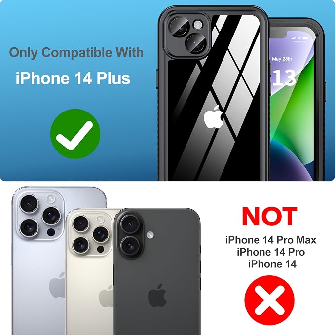 ANTSHARE for iPhone 14 Plus Case, with [Built-in Privacy Screen Protector] [IP 68 Waterproof], Anti-Peeping Adsorption Full Body Double Protective Case for iPhone 14 Plus, Black