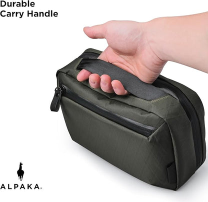 ALPAKA Elements Tech Case Max Tech Pouch 2.3L Cable Bag Green X-Pac VX21 | Weatherproof Fabric, YKK Aquaguard Zipper, Detachable Shoulder Strap, Ideal for Electronics & Accessories, Daily Work Travel