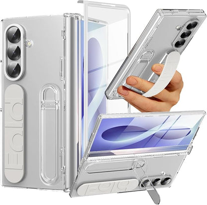NINKI Transparent Cover for Samsung Galaxy Z Fold 8 Ultra Case with Strap & Screen Protector, Full Body Hinge Protection for Galaxy Fold 8 Ultra Slim Grip for Samsung Z Fold 8 Ultra Case Stand Clear