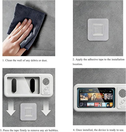 Shower Phone Holder with Wireless Bluetooth Speaker,Waterproof, Secure Attachment for Any Phone, Hands-Free Bathroom Entertainment, Play Music and Take Calls