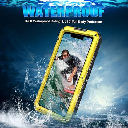Mitywah Waterproof Case for iPhone 11 Pro Max, Heavy Duty Military Grade Phone Case Built-in Screen Protection, 360° Full Body Protector Metal Rugged Case, Yellow