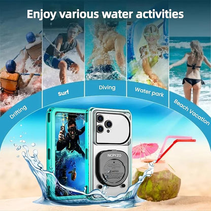 Waterproof Phone Case,IPX8 Phone Protection with Ideal for Snorkeling,Diving,and Water Activities,Suitable for iPhone,Samsung,Motorola,and All Series of Phones with Screens Below 6.9 in (Cyan)