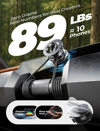 LISEN for Magsafe Car Mount, Phone Holders for Your Car, Magnetic Car Accessories for Women Men Truck Jeep BMW, Vacuum Gifts for Mother Day for iPhone 17 Pro Max 16 15 14 13 12, Samsung S26, Black