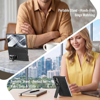 for Samsung Galaxy Z Fold 8 Case with Wristband Stand, Built-in Screen & Lens Protection Shockproof Full Body Drop Fall Protection.(Black)