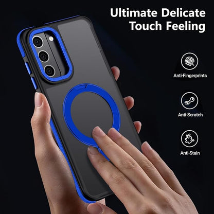 for Samsung Galaxy S21 Case, Magnetic Adjustable Ring Stand [Fit for Magsafe], [Military-Grade Shockproof Protection] Phone Case with Kickstand&Ring Holder (Blue)