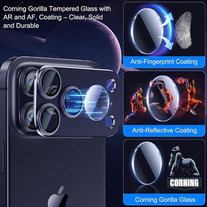 Esanik Upgrade 2 Pack for iPhone 17 Pro Max Camera Lens Protector, Aluminum Alloy Metal matte Case Tempered Glass Camera Screen Cover, Scratch Resistant Case Friendly (Blue)