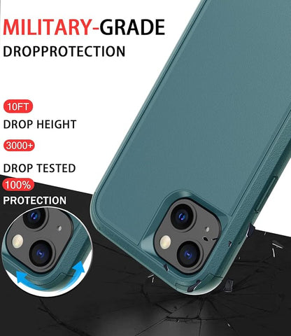 Diverbox for iPhone 13 Case [Shockproof] [Dropproof] [Dust-Proof],Heavy Duty Protection Phone Case Cover for Apple iPhone 13 (Dark Green)