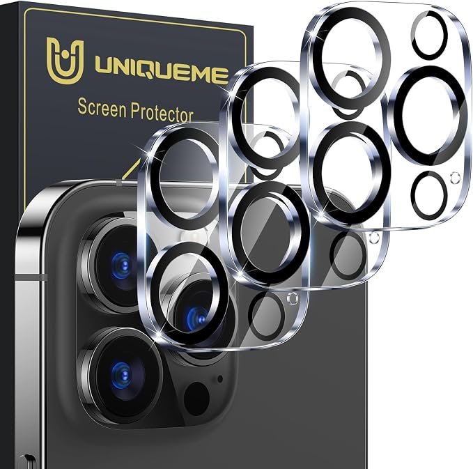 UniqueMe 𝑵𝑬𝑾 𝟮𝟬𝟮𝟮 [ 3 Pack] Compatible with iPhone 12 Pro Max 6.7" Camera Lens Protector Tempered Glass,[Case Friendly][Scratch-Resistant][Does Not Affect Night Shots] -Black Circle