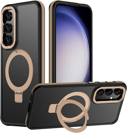 for Samsung Galaxy S23 FE Case, Magnetic Adjustable Ring Stand [Fit for Magsafe], [Military-Grade Shockproof Protection] Phone Case with Kickstand&Ring Holder (Desert Gold)