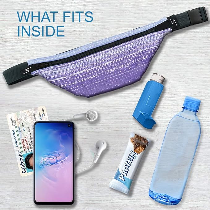Sprigs Fit Belt 1 Pocket Slim Fanny Pack for Women & Men, A Sweat Resistant Waist Pack That Can Be Hidden. Money Belt and Fanny Pack Used for Fitness, Travel, Working Out, & Running