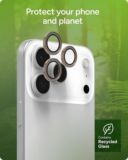 ZAGG iPhone Camera Lens Protector for iPhone 17/16/15 Pro and Pro Max Models - Gold Glitter, Camera Ring, Maximum Impact & Scratch Protection, Anti-Reflective Technology, Glass Elite