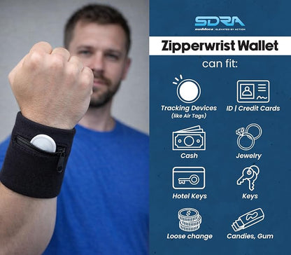 Suddora Zipper Wrist Pouch - Sweatband/Wristband Wallet for Keys, ID, Cards, Cash