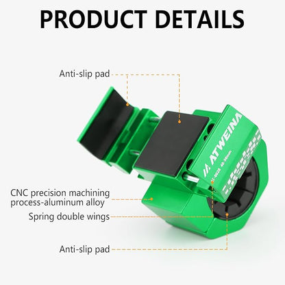 Bike Phone Holder, Motorcycle Phone Mount, Aluminum Alloy Bicycle Handlebar Cell Phone Stand, 360°Rotate Ebike Scooter Phone Clamp Clip, Suitable for 4.5-7.0" Smartphones (Green)