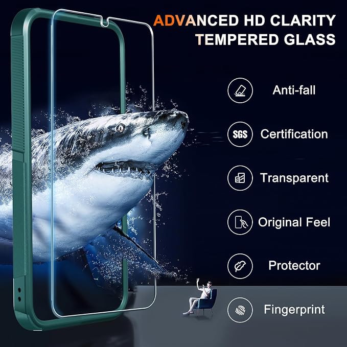for Samsung Galaxy S26+ Plus Case with Screen Protector+Camera Lens Cover,Military Grade Heavy Duty Shockproof Phone Cover with Wrist Lanyard Strap for Samsung S26Plus,Dark Green