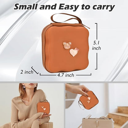 CameCosy Phone Charger Storage Case Cover Sets with Cable Protector for iPhone Charger, Brown Wave Travel Storage Bag, Wire Saver Cable Organizer Soft Cute DIY Cable Protector (Love Bear)