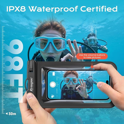 Rynapac Waterproof Phone Pouch - 2 Pack, IPX8 Waterproof Phone Case with Lanyard for iPhone 17 16 15 Pro Max, Cell Phone Dry Bag for Beach Vacation Travel Cruise Essentials, Touch Screen, Up to 8.5"