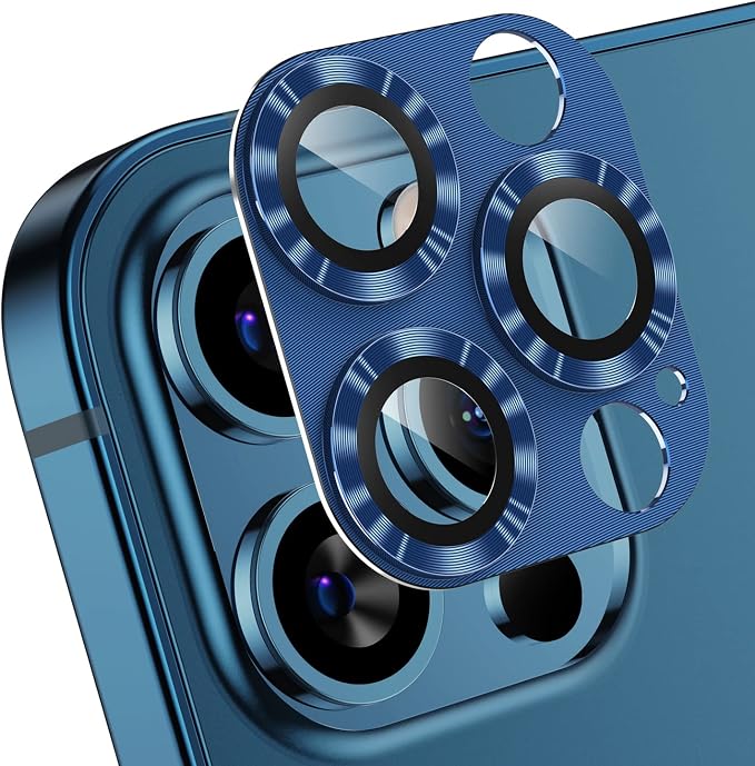 Korecase 2 Pack Camera Protector Compatible with iPhone 12 Pro Max Whole Piece 9H Tempered Glass Anti Scratch Dust Strong Adhesion full coverage Protective Pacific Blue