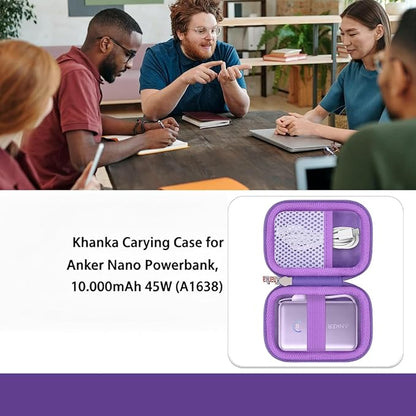 khanka Hard Case for Anker Nano 10000mAh 45W/A1665/A1664 Power Bank,Purple | EVA Hard Shell, Easy Carry Handle, Impact Resistant Protection, Soft Interior Lining, Secure Custom Fit, Protective Case Only