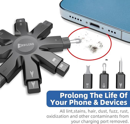 Ordilend Phone Cleaning Kit, Charging Port & Speaker Cleaner for iPhone Android iPad, Dust Removal Tool for Lightning Port, Headphone Jack, Smartwatch, Electronic Cleaning Kit