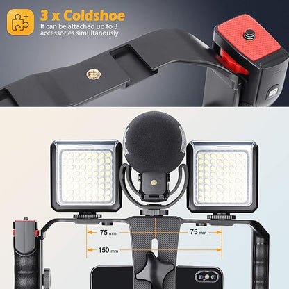 Zeadio Smartphone Stabilizer Grip, Cellphone Video Rig Tripod Mount Holder, with Wireless Remote Shutter for All iPhone and Android Smartphones