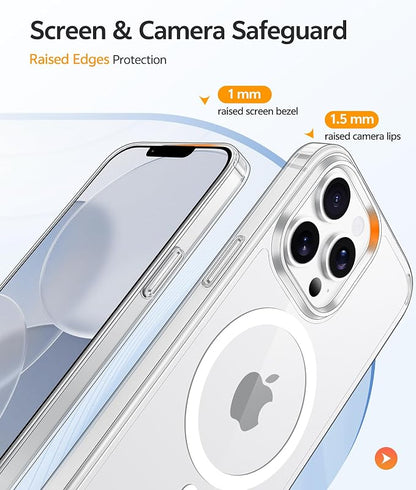 FNTCASE for iPhone 13 Pro Max Case Clear, Fit for Magsafe, Anti Yellowing | Magnetic Phone Cases, 14FT Military Grade Drop Protection, Slim Shockproof Protective Cover, Transparent