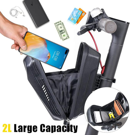CHICLEW Portable Electric Scooter Bag, Quick Release Scooter Storage Bag with 2L/3L Large Capacity, Waterproof Front Handlebar Bag for Carrying Phone, Wallet, Tools