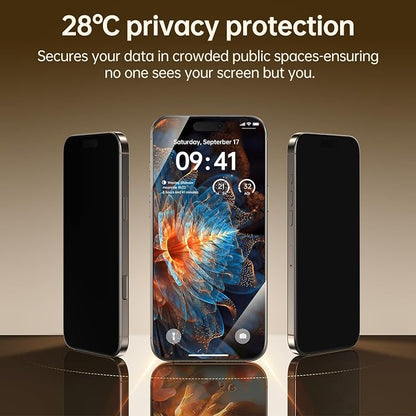 2-Pack for iPhone 16 Pro Max Privacy Screen Protector,Easy to Install,Anti-spy,Auto-Dust Removal,Military Grade Protection, Bubble-Free,Full Coverage,Case Friendly,9H+ Tempered Glass