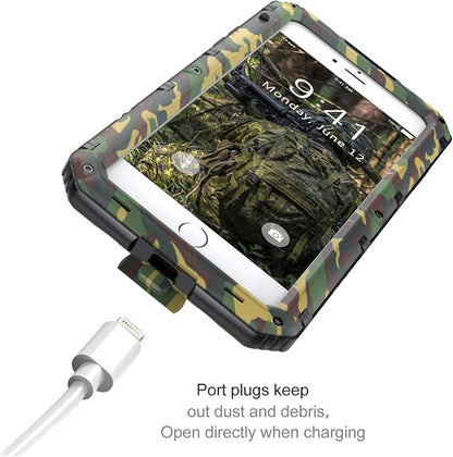 Mitywah Waterproof Case for iPhone SE 2020, Heavy Duty Durable Metal Full Body Protective Case Built-in Screen Protection Waterproof Shockproof Dustproof Rugged Military Grade Defender, Camouflage