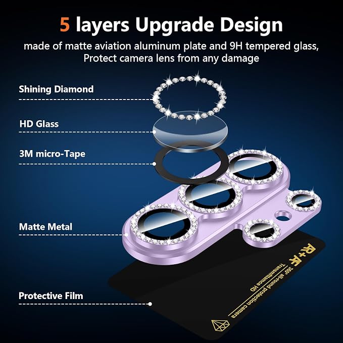 for Samsung Galaxy S26 Ultra Camera Lens Protector, Electroplated Matte Back with 9H Tempered Glass Lens Protector, [Strong Adsorption] [Case-Friendly] Metal Ring HD Lens Cover, Purple Diamond