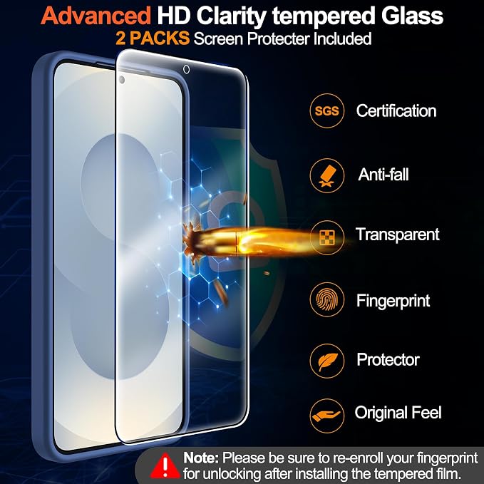 MOZOTER for Samsung Galaxy S25 Case with Magnetic,[Compatible with MagSafe][15Ft Military Dropproof][2*Screen Protector] Translucent Matte Anti-Slip Back Slim Shockproof Case for S25,6.2"(Blue)